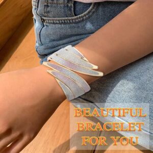 ELABEST Stylish Alloy Bracelet Colorful Cuff Bracelets Stretch Bracelets Wing Bracelets Sparkly Hand Chain Wedding Parties Jewelry Accessories for Women (Colorful)