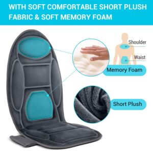 Mynt Vibration Massage Seat Cushion Memory Foam Support Chair Pad, Back Massager with 8 Vibrating Motors & Soothing Heat,Electric Seat Massager for Home Office Use(Gray)