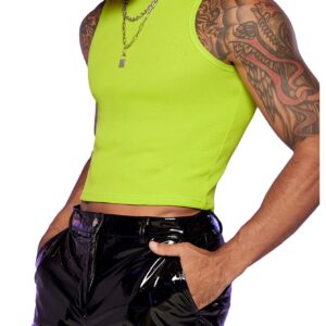 GORGLITTER Men's Fashion Workout Neon Crop Tank Top Slim Fit Hot Shirts Green Small