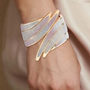 ELABEST Stylish Alloy Bracelet Colorful Cuff Bracelets Stretch Bracelets Wing Bracelets Sparkly Hand Chain Wedding Parties Jewelry Accessories for Women (Colorful)