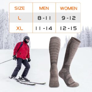 NOVAYARD Merino Wool Ski Socks Thermal Knee High Winter Snowboard Sport Socks Snowboarding Socks for Men & Women 2 Pairs