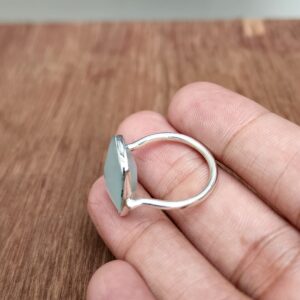 Aqua Chalcedony Ring 925 Solid Sterling Silver, Boho Statement Ring, Summer Gifts Ring, Bohemian Ring for Women, Rectangle Shape Ring All US Ring Size (12)