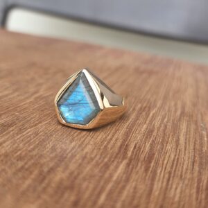 Diamond Cut Labradorite Ring 925 Solid Sterling Silver, Copper Ring, Gift Ring, Handmade Boho Gemstone Ring, Mens Ring, Women Signet Ring (Sterling Silver, 7.5)