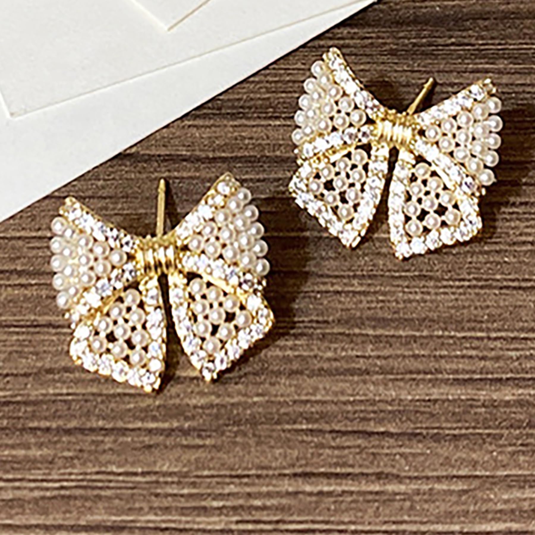 Bow Earrings Dainty Bling Pretty Stud Earrings for Women