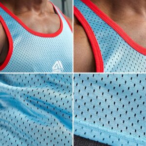 AIMPACT Men Athletic Workout Tank Tops Mesh Quick Dry Fitness Running Gym Muscle Sleeveless Shirts WhiteBlue XL