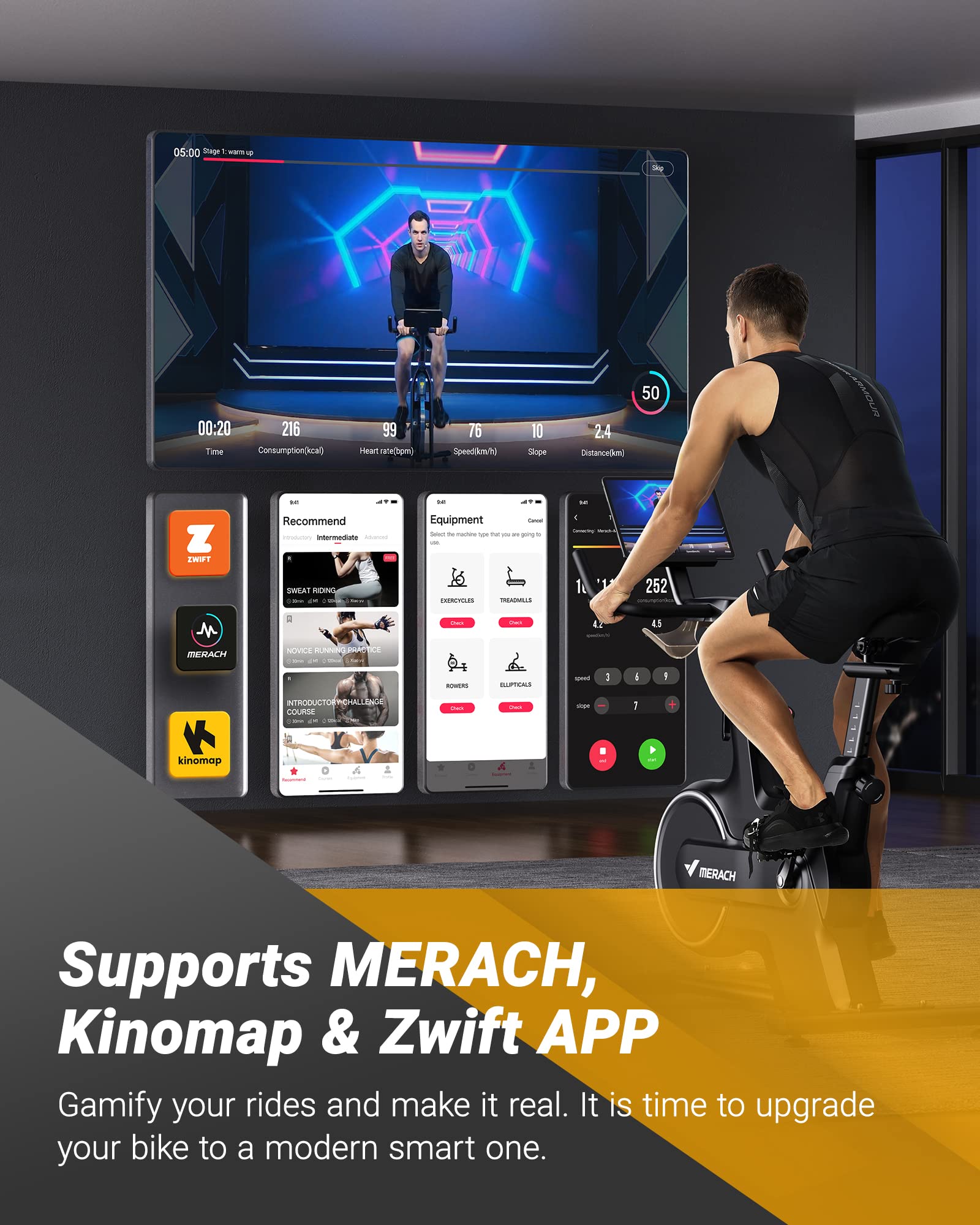 MERACH Indoor Cycling Bike, Exercise Bike for Home with Magnetic Resistance, Bluetooth Stationary Bike, Tablet Holder, CC