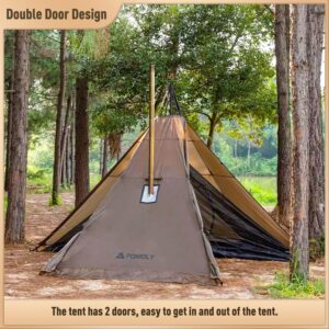 Camping Hot Tent Tipi Tent, POMOLY Hussar Plus 2.0 Stove Tent with Stove Jack and Half Inner Tent for 2-3 Person Hiking, Backpacking