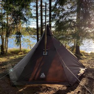 Camping Hot Tent Tipi Tent, POMOLY Hussar Plus 2.0 Stove Tent with Stove Jack and Half Inner Tent for 2-3 Person Hiking, Backpacking