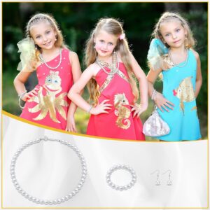 Kigeli 18 Pcs Kids Pearl Set Pearl Jewelry Set for Girls Women Faux Pearl Necklace and Stud Earrings Fake Pearl Bracelet Set for Christmas Wedding Princess Party Birthday Costume Cosplay Accessories