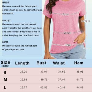 MAGCOMSEN Womens Running Shirts Short Sleeve Fitness Workout Athletic T-Shirt Hiking Shirts Dry Fit Jogging Shirts Pink Large