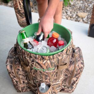 Peregrine Field Gear Insulated Organized Venture Bucket & Backpack Seat for Fishing/Hunting with Shadow Grass Blades Camouflage - 6 Gallon