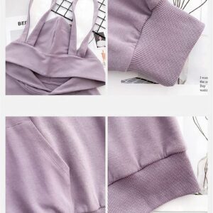 Women Kawaii Bunny Ear Hoodie Rabbit Aesthetic Cute Oversized Japanese Hooded Sweatshirt Long Sleeve Top Fall Winter (Purple,XL,X-Large)