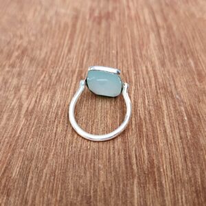 Aqua Chalcedony Ring 925 Solid Sterling Silver, Boho Statement Ring, Summer Gifts Ring, Bohemian Ring for Women, Rectangle Shape Ring All US Ring Size (12)