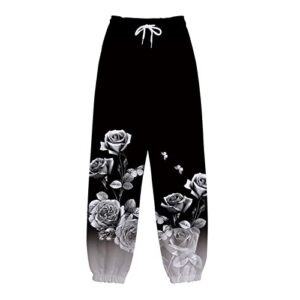 4-Way Stretch Joggers for Women Cotton Jogger Ribber Splicing Lounge Sweat Pants Lounge Pants for Running Jogging Black