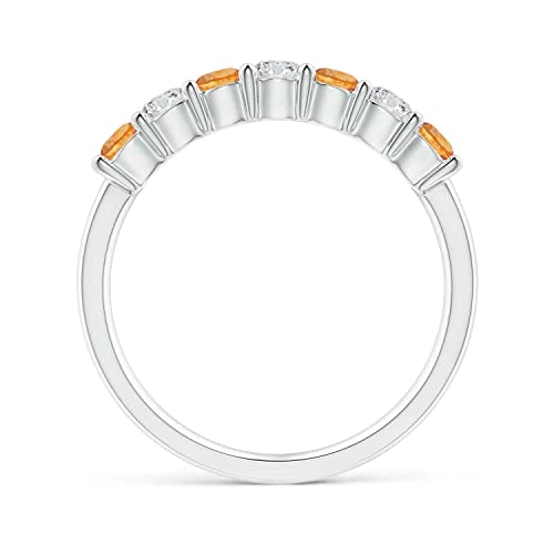 Round 3.00mm Half Eternity Citrine Band | Sterling Silver 925 | Engagement & Anniversary Collections For Woman's | It is a thoughtful and personal gift that is Good for your occasion. (White, 8)