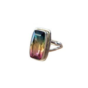 Multi Color Tourmaline Quartz Ring, 925 Solid Sterling Silver Ring, Handmade Boho Ring, Gemstone Ring, Gift for Her, Women Ring, All Ring US Size (10)