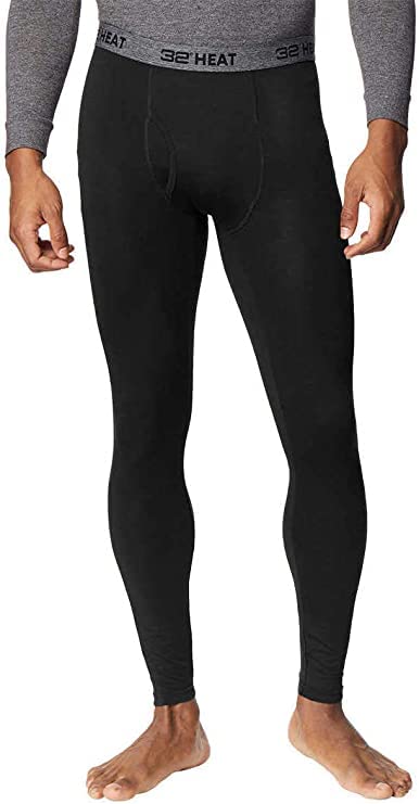 32 Degrees Men's 2-Pack Performance Lightweight Thermal Baselayer Legging Pant, Black/Black, X-Large