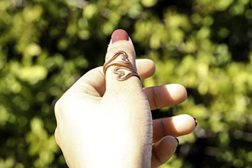 A Jeweler A JEWELER Adjustable Ring Copper Jewelry for Women – Handmade Double Heart Boho Ring with a Beautiful Brigth Copper Finnish