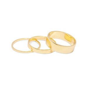 gorjana Women's Rose Ring Set, 18k Gold Plated, Set of 3 Flat High Shine Bands, Size 7