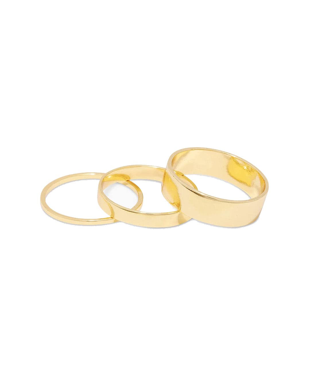 gorjana Women's Rose Ring Set, 18k Gold Plated, Set of 3 Flat High Shine Bands, Size 7