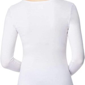 32 Degrees Women's 2 Pack Ultra Light Thermal Baselayer Scoop Top, White/Cloud Cover, Small