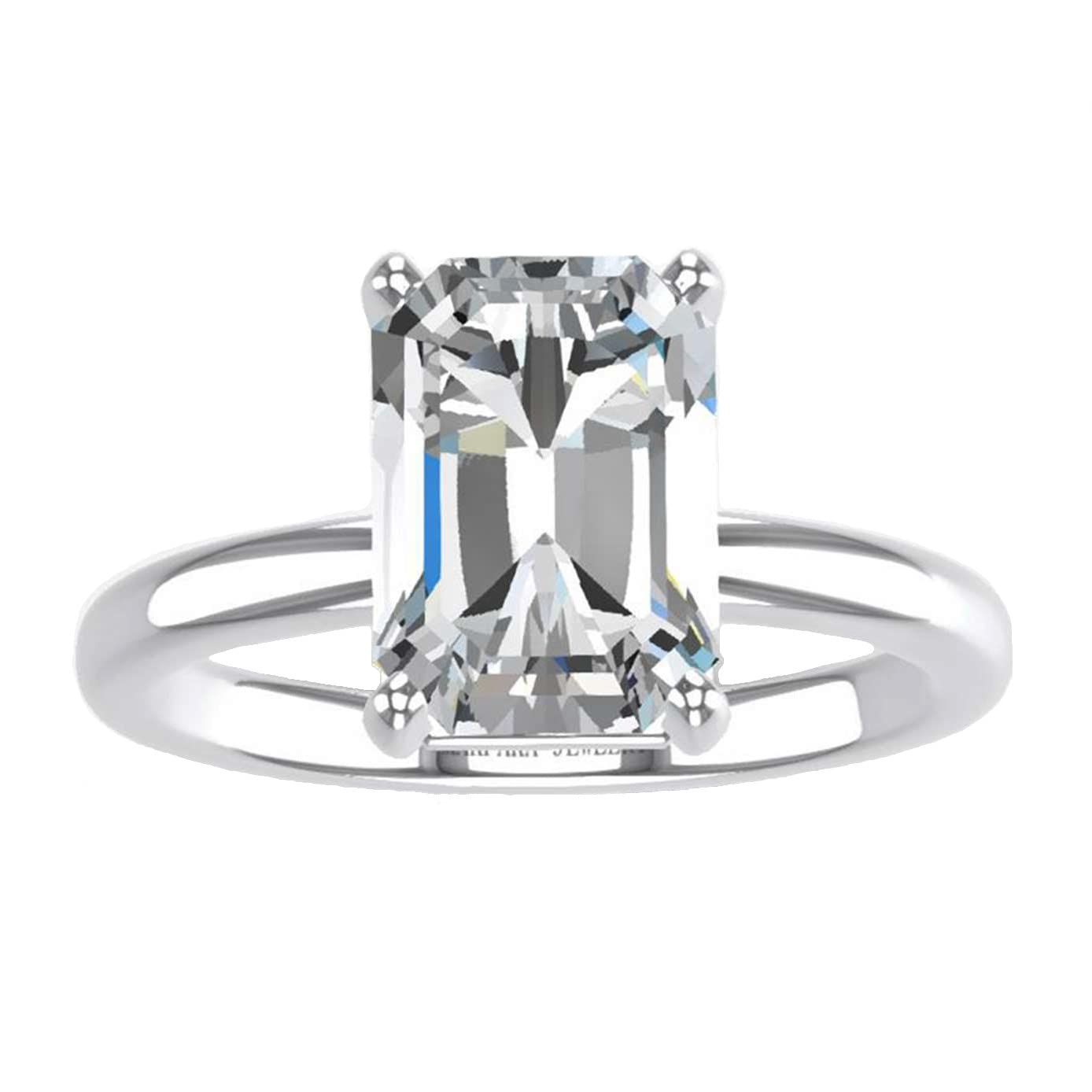 3.0 Carat Moissanite Engagement Ring, Emerald Cut DF Color VVS Clarity Moissanite in Square Wedding Rings, Sterling Silver Rings for Women with 18K White Gold Plated (6)