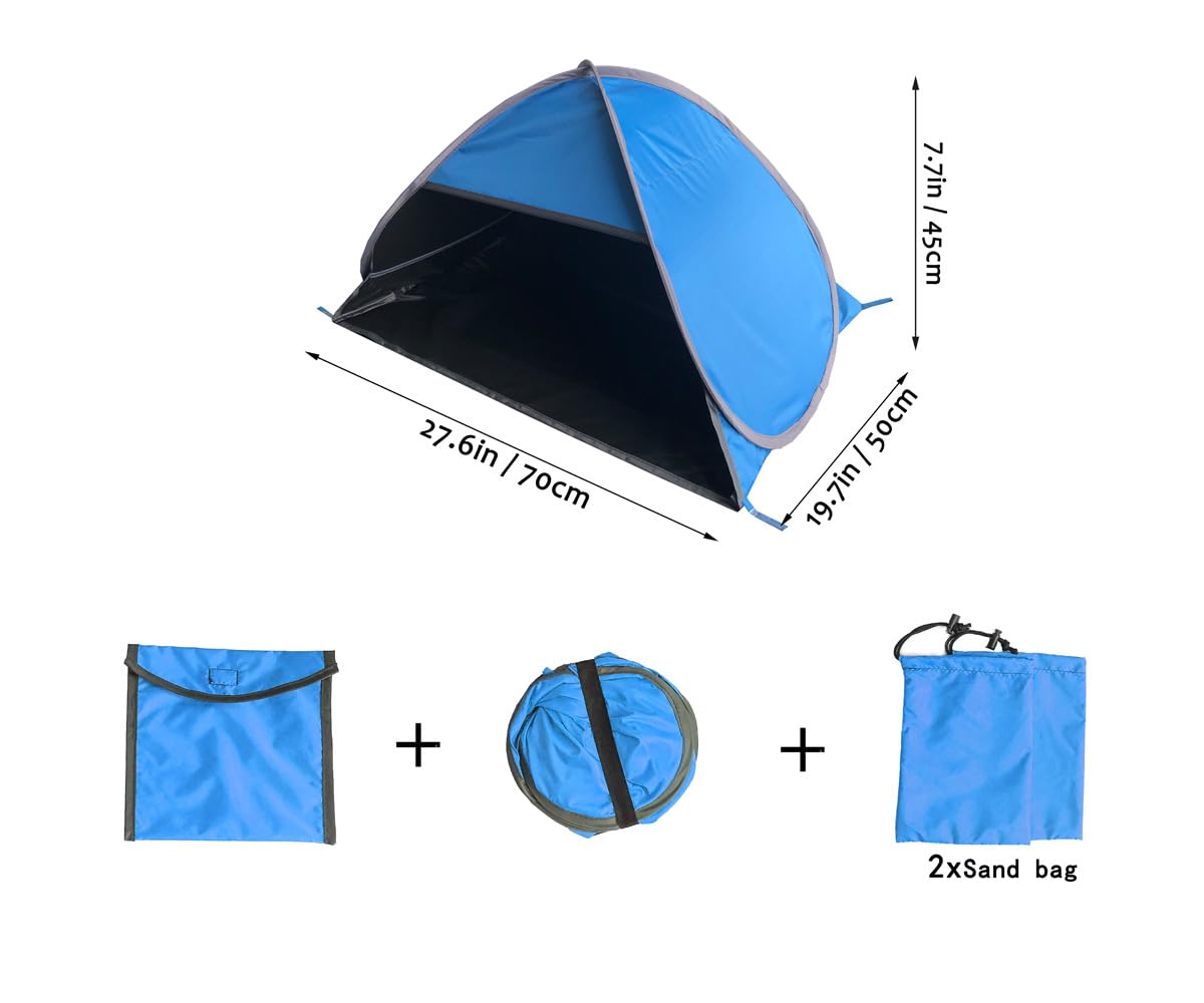 RXQNN Small Beach Tent Mini Beach Sun Shelter Pop Up Head Tent Included Two Sand Bags,Instant Sun Shade Canopy for Puppy Small Pets