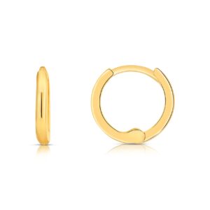 Solid Gold 14K Endless Tiny Hoop Polished Huggie Earrings (8.5mm)