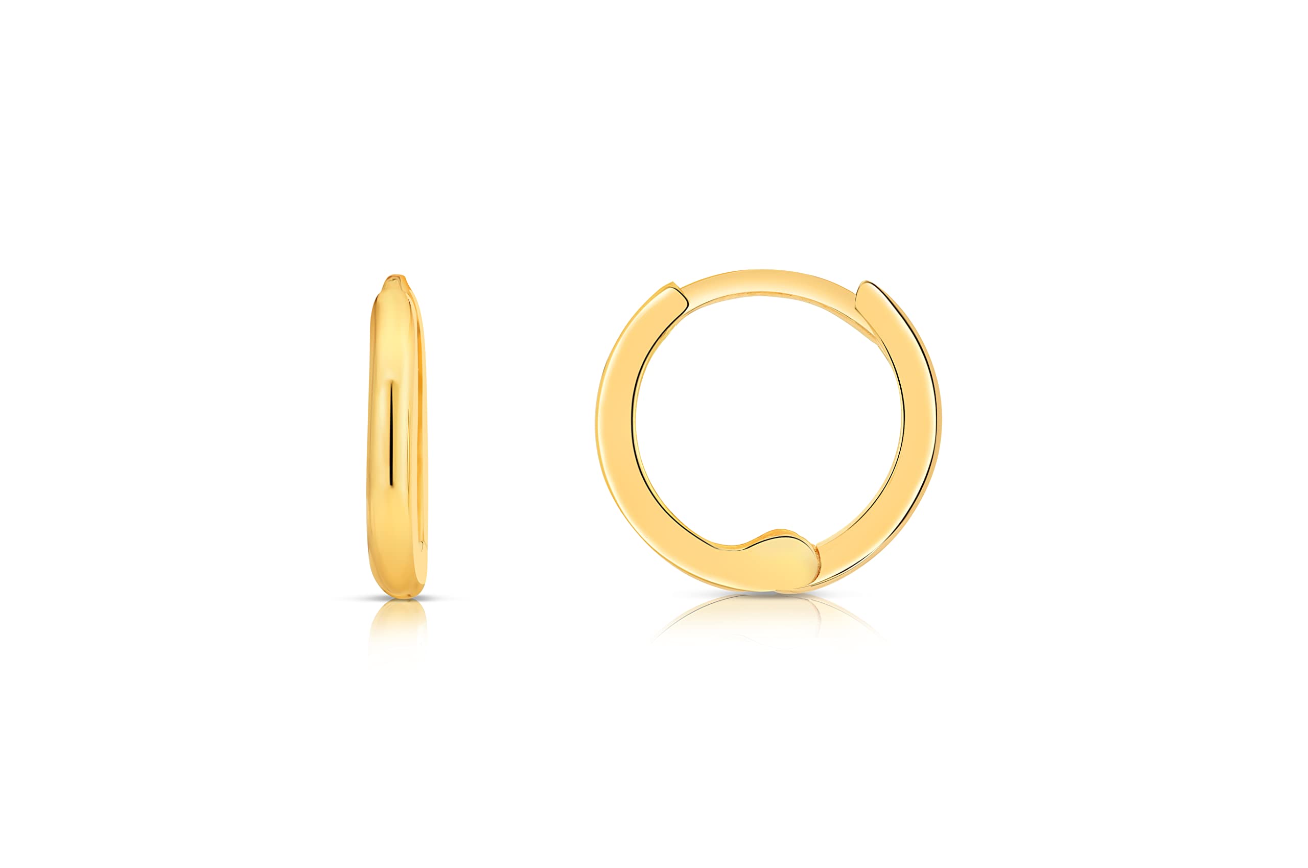 Solid Gold 14K Endless Tiny Hoop Polished Huggie Earrings (8.5mm)