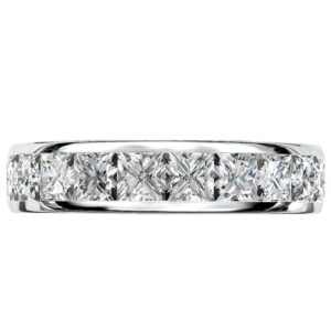 3.15 Carat Eternity Bands for Women, DF Color VVS Clarity Princess Cut Moissanite Rings for Couples,Sterling Silver with 18K White Gold Plated Wedding Rings for Women (10)