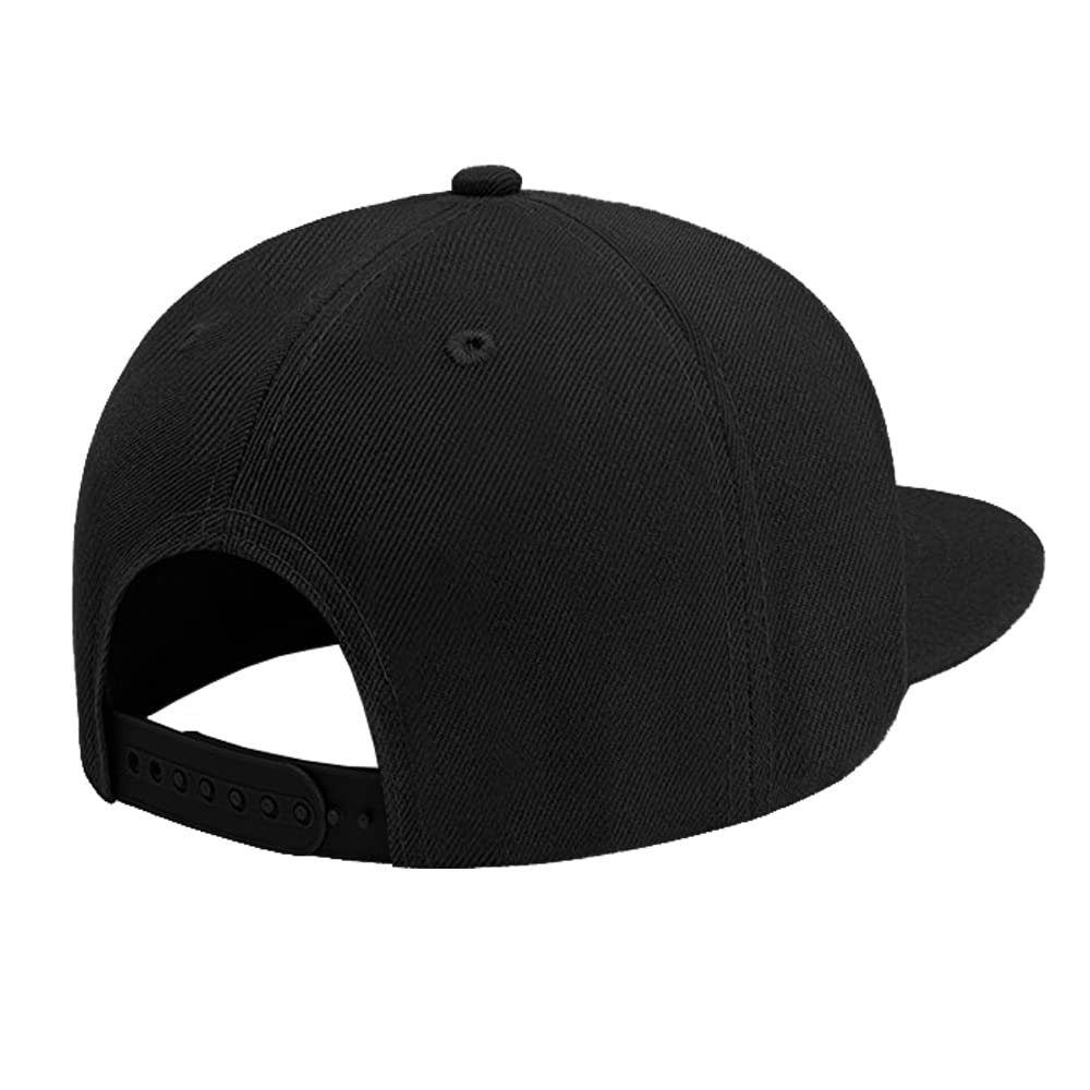 Custom Snapback Hat for Men Design Your Own Embroidery Logo Flat Bill Visor Classic Adjustable Baseball Cap Black