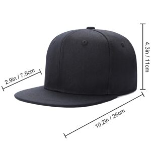 Custom Snapback Hat for Men Design Your Own Embroidery Logo Flat Bill Visor Classic Adjustable Baseball Cap Black