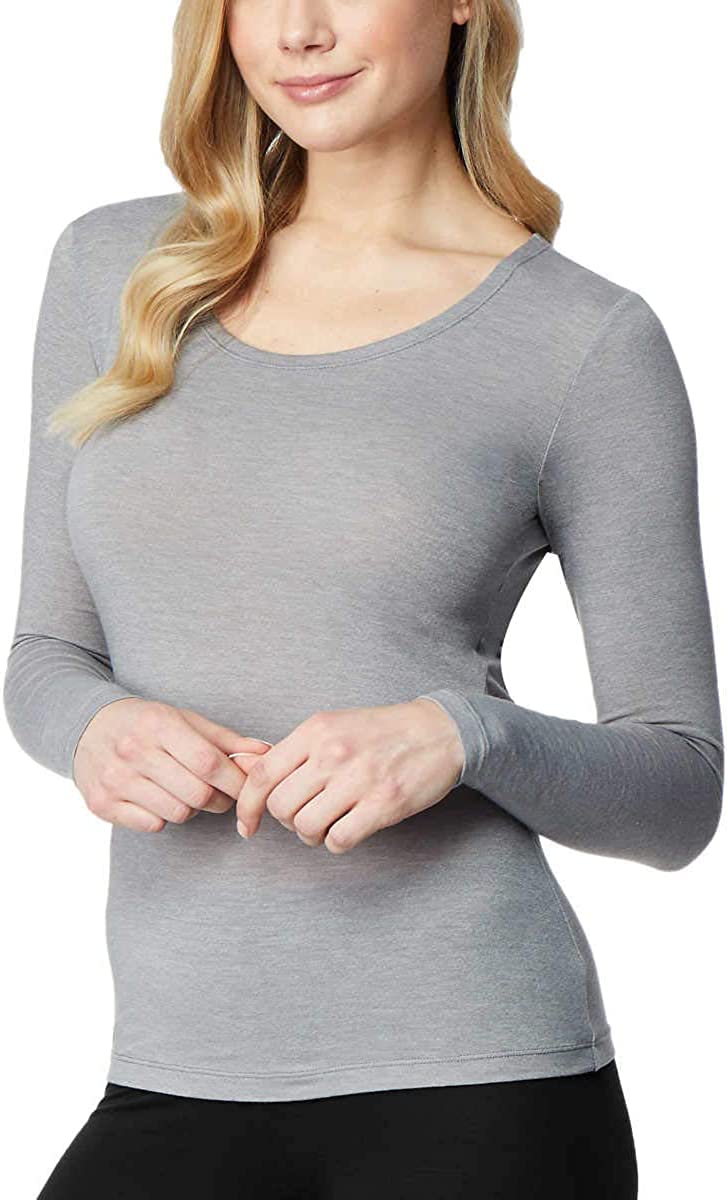 32 Degrees Women's 2 Pack Ultra Light Thermal Baselayer Scoop Top, White/Cloud Cover, Small