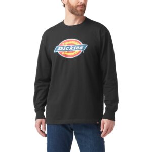 dickies men's big & tall long sleeve tri-color logo graphic t-shirt, knit black, large