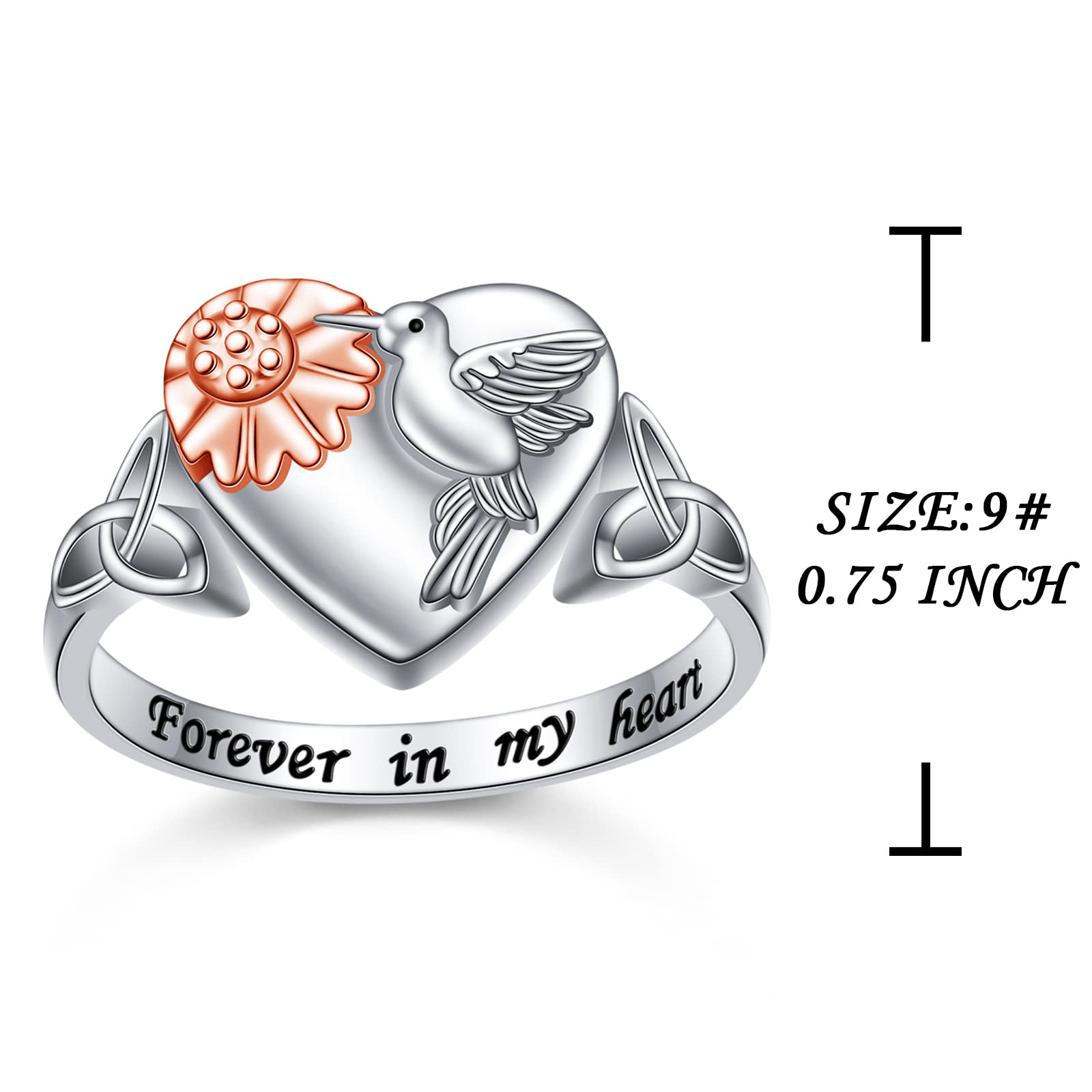 S925 Sterling Silver Urn Ring for Ashes Love Heart Keepsake Memorial Cremation Jewelry for Women Size 9