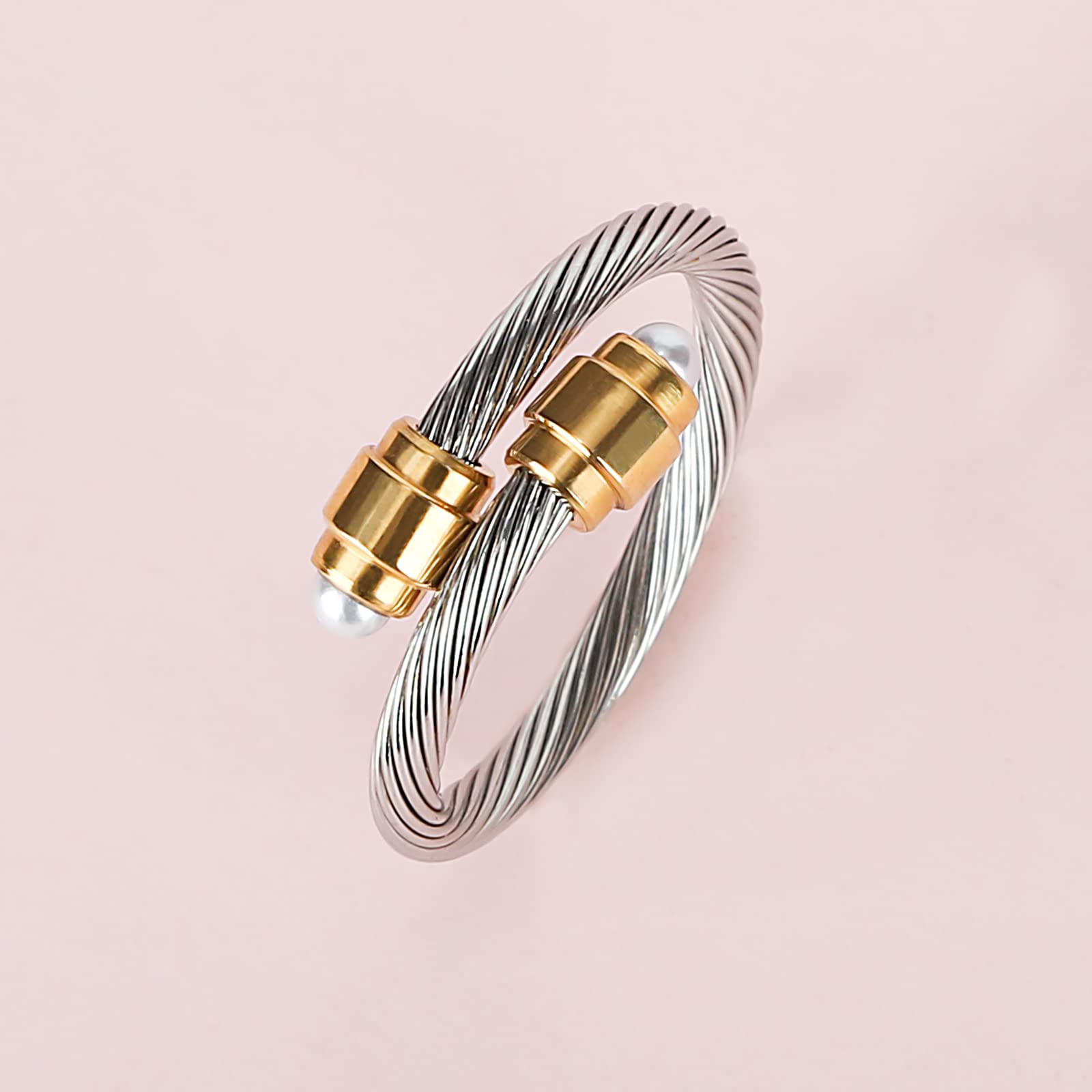 KELUBATU Adjustable Rings for Women Stainless Steel Cable Rings Mens and Womens Stackable Fashion Rings for Holiday Gifts Comes in a Jewelry Gift Box.