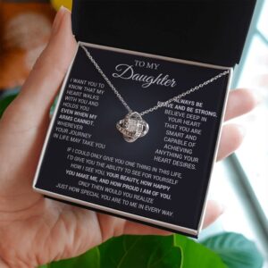 To My Beautiful Daughter Necklace, Daughter Necklace From Mom With Luxury Box, Daughter Gift From Mom, Daughter Birthday Gifts From Mom, Love Knot Necklace For Daughter, Mother Daughter Necklace