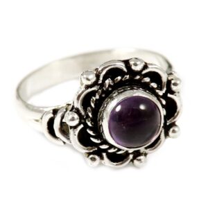 Amethyst Gemstone Silver Band Ring Solid 925 Sterling Silver Ring Handmade for Women by Goyal Exports SRG170O(US-6.5)