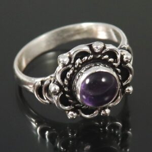 Amethyst Gemstone Silver Band Ring Solid 925 Sterling Silver Ring Handmade for Women by Goyal Exports SRG170O(US-6.5)