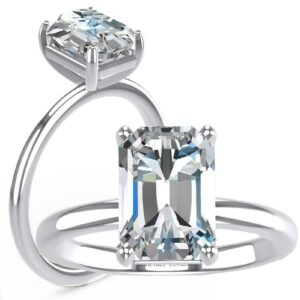 3.0 carat moissanite engagement ring, emerald cut df color vvs clarity moissanite in square wedding rings, sterling silver rings for women with 18k white gold plated (9)