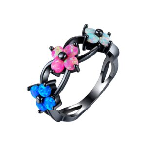 women men engagement wedding gifts band rings vintage exquisite flower ladies ring opal zircon ring wedding ring jewelry gifts jewelry xmas birthday party gifts (black, 9)