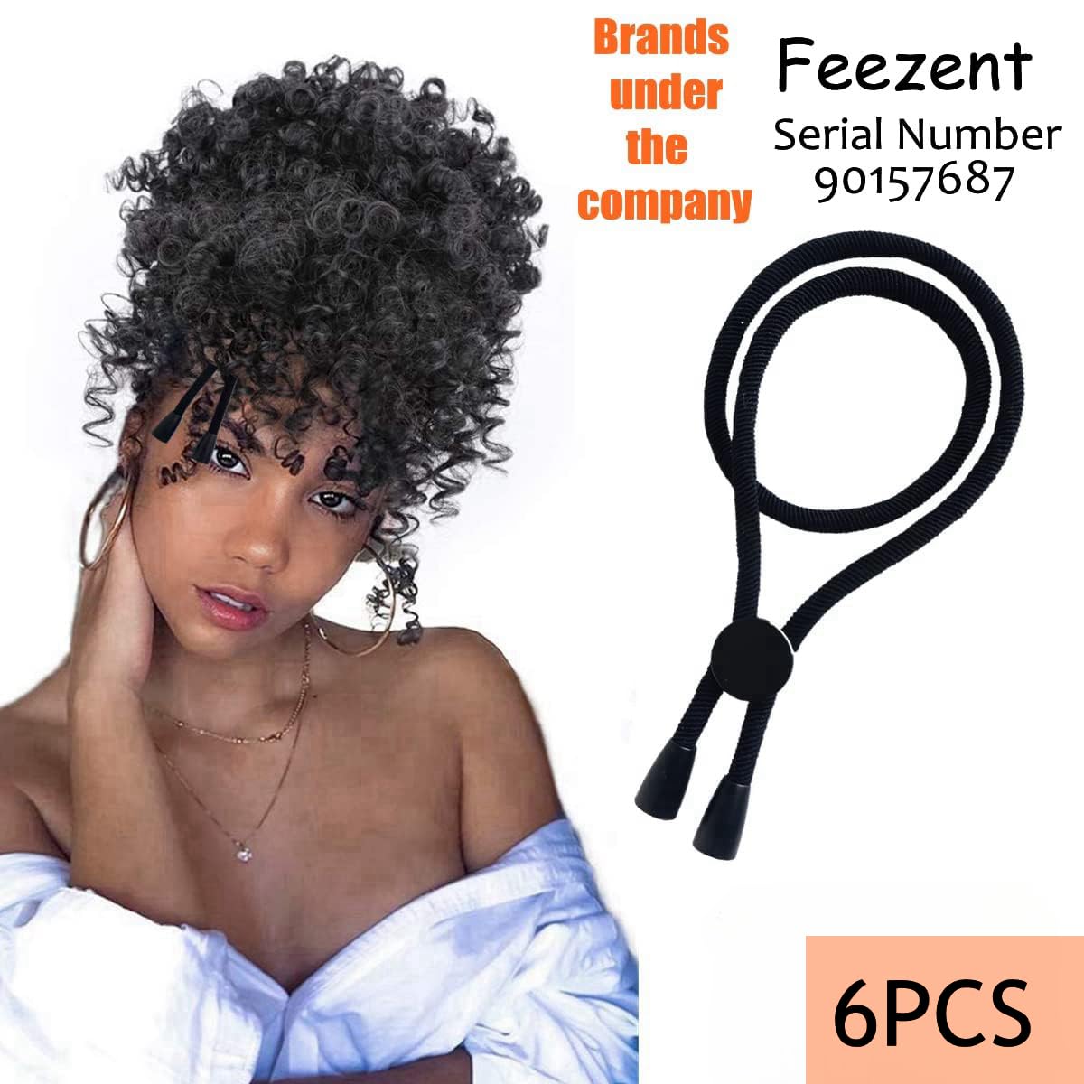 FEEZENT 6PCS Adjustable Headband Hair Tie for Thick Heavy Natural Kinky & Curly Hair, C-1 Count (Pack of 6)