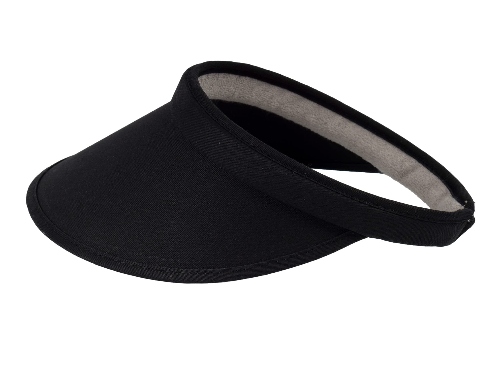 TopHeadwear Sports Cotton Twill Clip-On Tennis Golf Sun Visor 3.5 Inch Wide Brim, 2 Pack Black