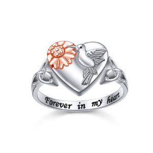 S925 Sterling Silver Urn Ring for Ashes Love Heart Keepsake Memorial Cremation Jewelry for Women Size 9