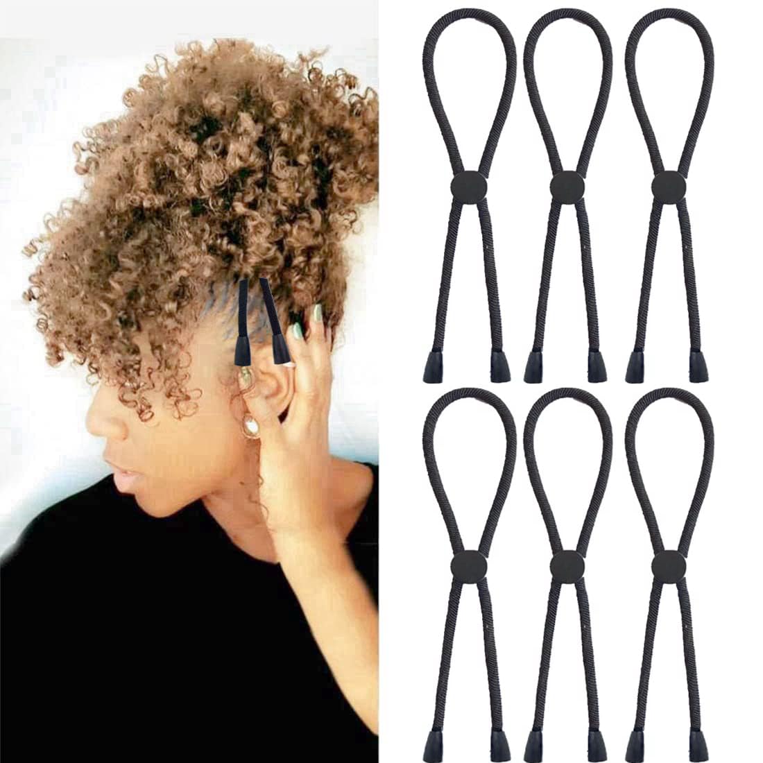 FEEZENT 6PCS Adjustable Headband Hair Tie for Thick Heavy Natural Kinky & Curly Hair, C-1 Count (Pack of 6)