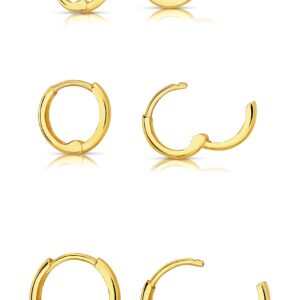 Solid Gold 14K Endless Tiny Hoop Polished Huggie Earrings (8.5mm)