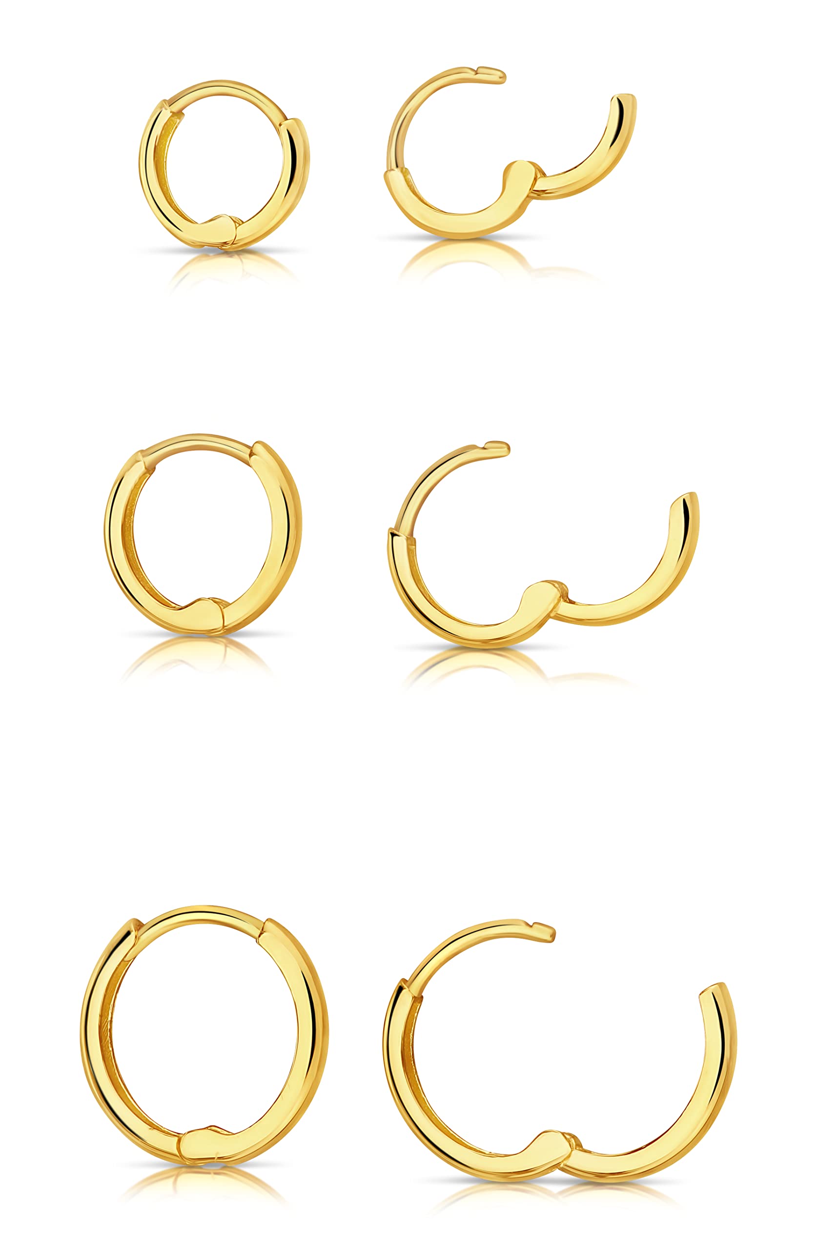 Solid Gold 14K Endless Tiny Hoop Polished Huggie Earrings (8.5mm)