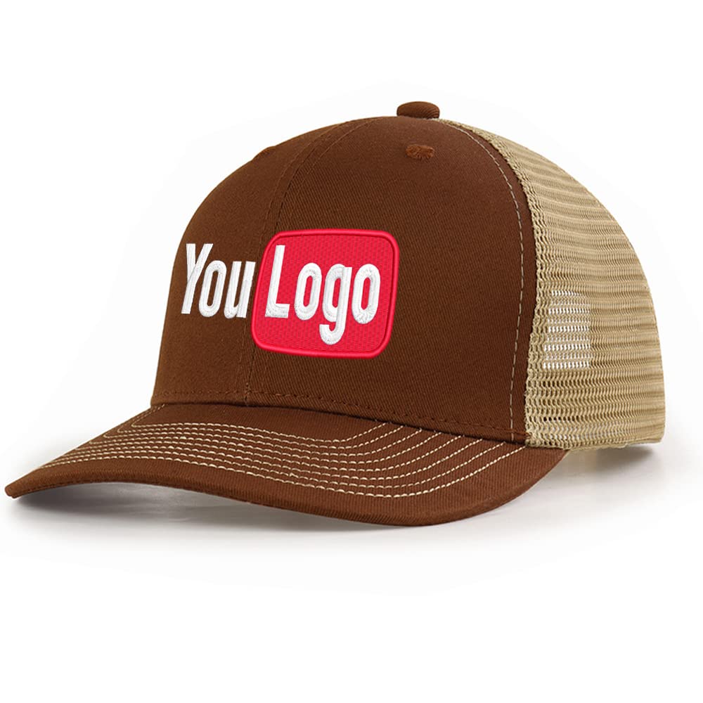 Embroidery Custom Logo Trucker Hats for Men Adjustable Snapback Mesh Cap Outdoors Baseball Cap Brown