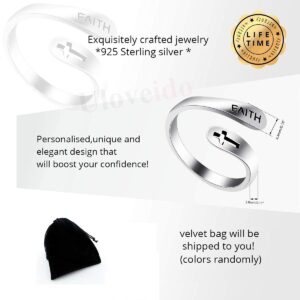 Tobestu 925 Sterling Silver Faith Cross Open Statement Rings Adjustable Minimalist Hope Love Eternity Wedding Band Promise Ring Y531-silver