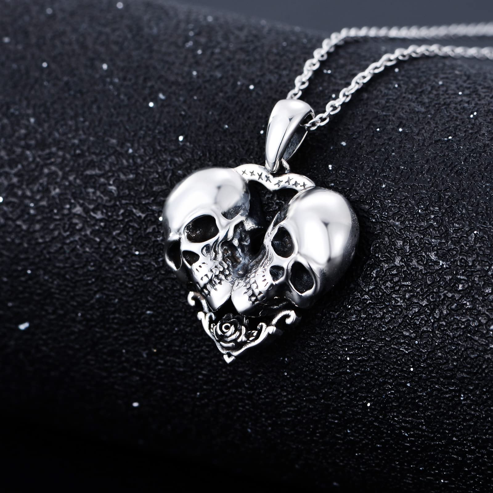 Plesitep Skull Necklace Sterling Silver Skull Pendant Necklace Gothic Jewelry for Women Halloween